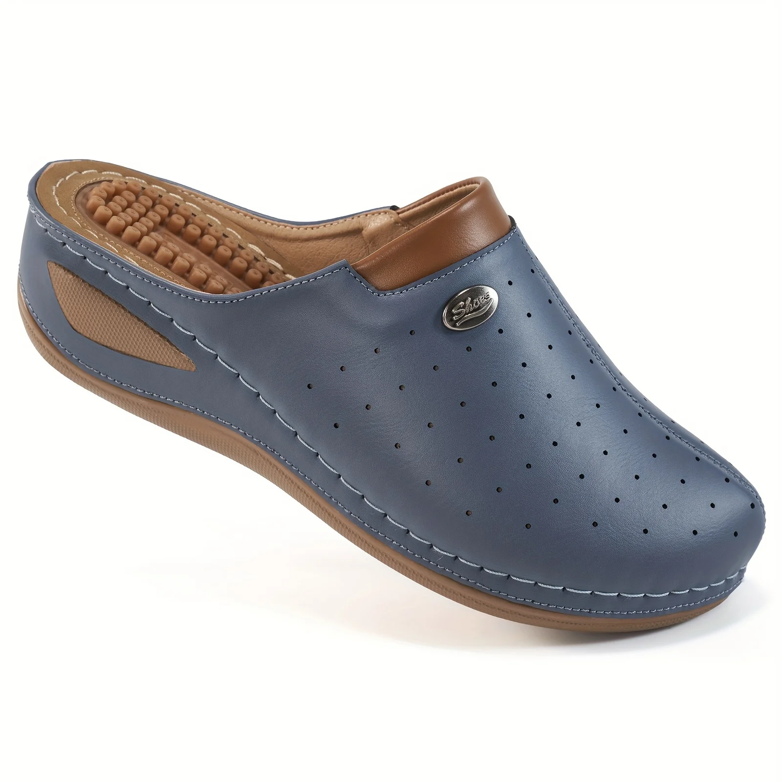 Pantoufle En Similicuir Avec Bout Rond Avec Massage Intégré – Image 3