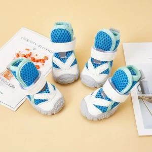 Pantoufle  Pour Chien Bleu Et Blanc Avec Crochet Et Boucle Réglable