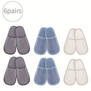 Pantoufles Bout Fermé Léger Slip On En Peluche, Anti-dérapantes lot de 6 Paires