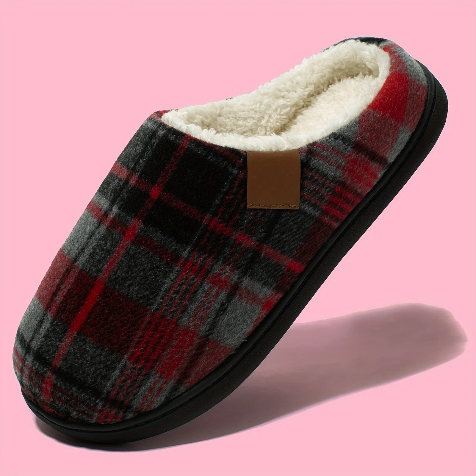 Pantoufles Chaudes À Motif Écossais À Bout Fermé À Plateforme À Semelle Souple – Image 3