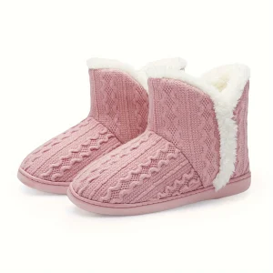 Pantoufles Chaudes De Couleur Unie Moelleuses À Bout Fermé