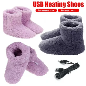 pantoufles en peluche confortables, lavables, USB unisexes