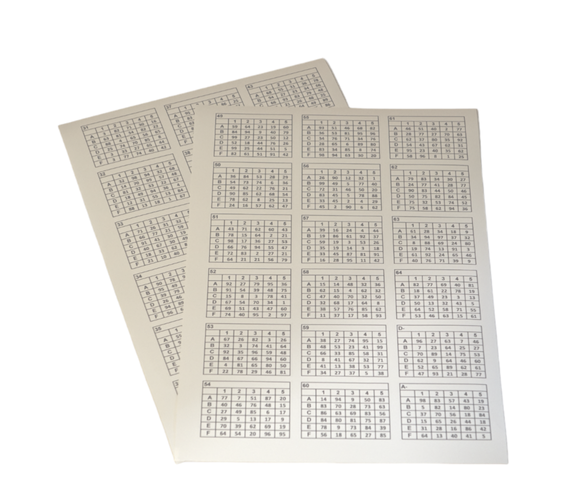 Planche de 36 tableaux codes à coller – Orientsport